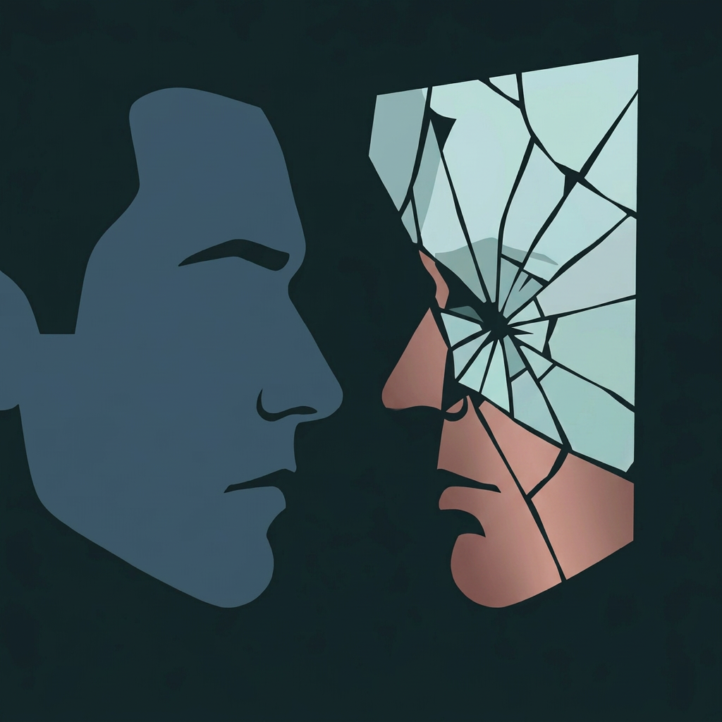 Subtle color added to fractured profile silhouettes
